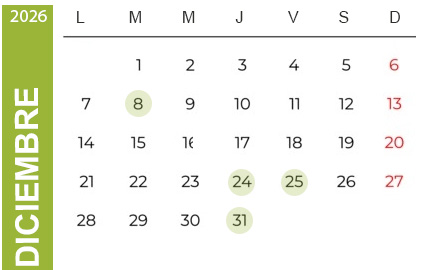 Feriados Diciembre 2024